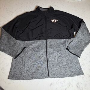 Virginia Tech Hokies VT Full-Zip Fleece Jacket Gray Black Men’s XL